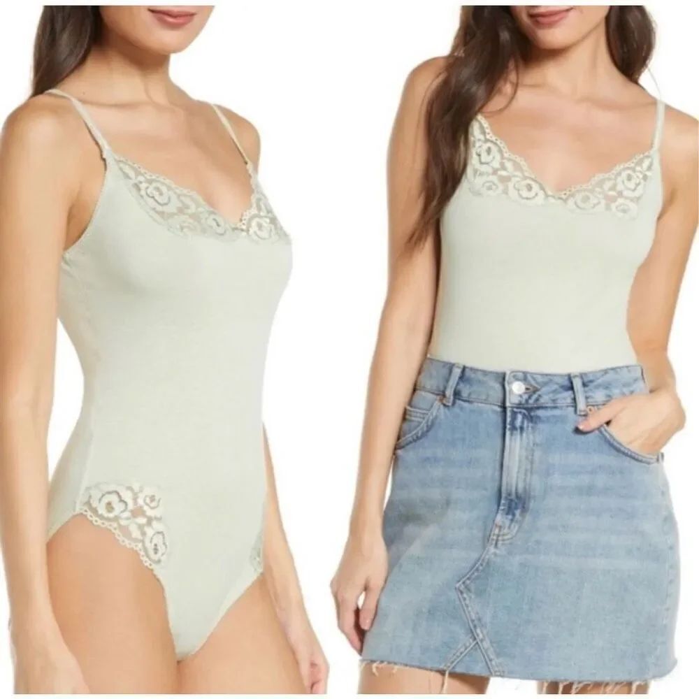 Free People Lace Trim Bodysuit